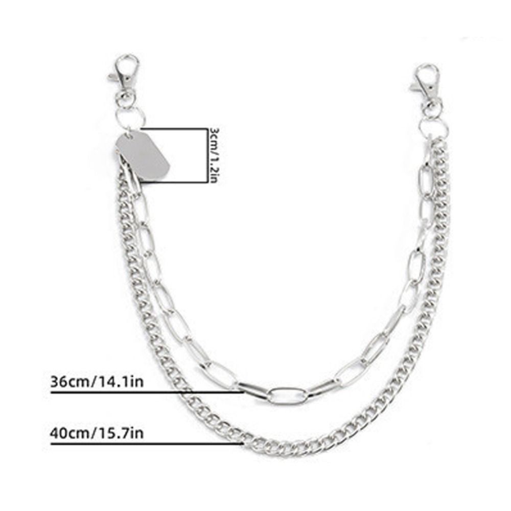 Hip Hop Metal Tags Waist Chain Hipster Multi-layer Key Chains Layered Jeans Chain  For Women Man