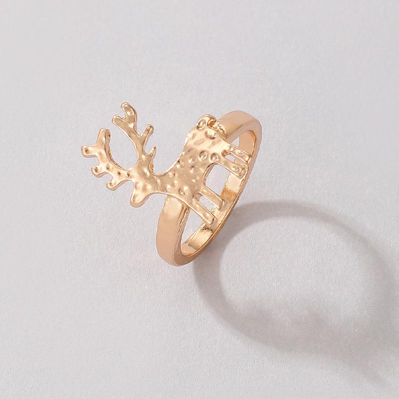 New European and American Holiday Products Christmas Oil Dripping Ring Elk Santa Alloy Ring