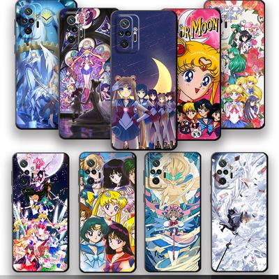 Luxury Black Soft Phone Case for Xiaomi Redmi Note 9 11 Pro 8T 10S 11T 11S 7 9S 10 Lite 8 11E Cover Japan Sailors-Cute Moons
