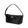 Gucci Gg Marmont Double G Logo Herringbone Quilted Leather Handheld Shoulder Bag For Women Black