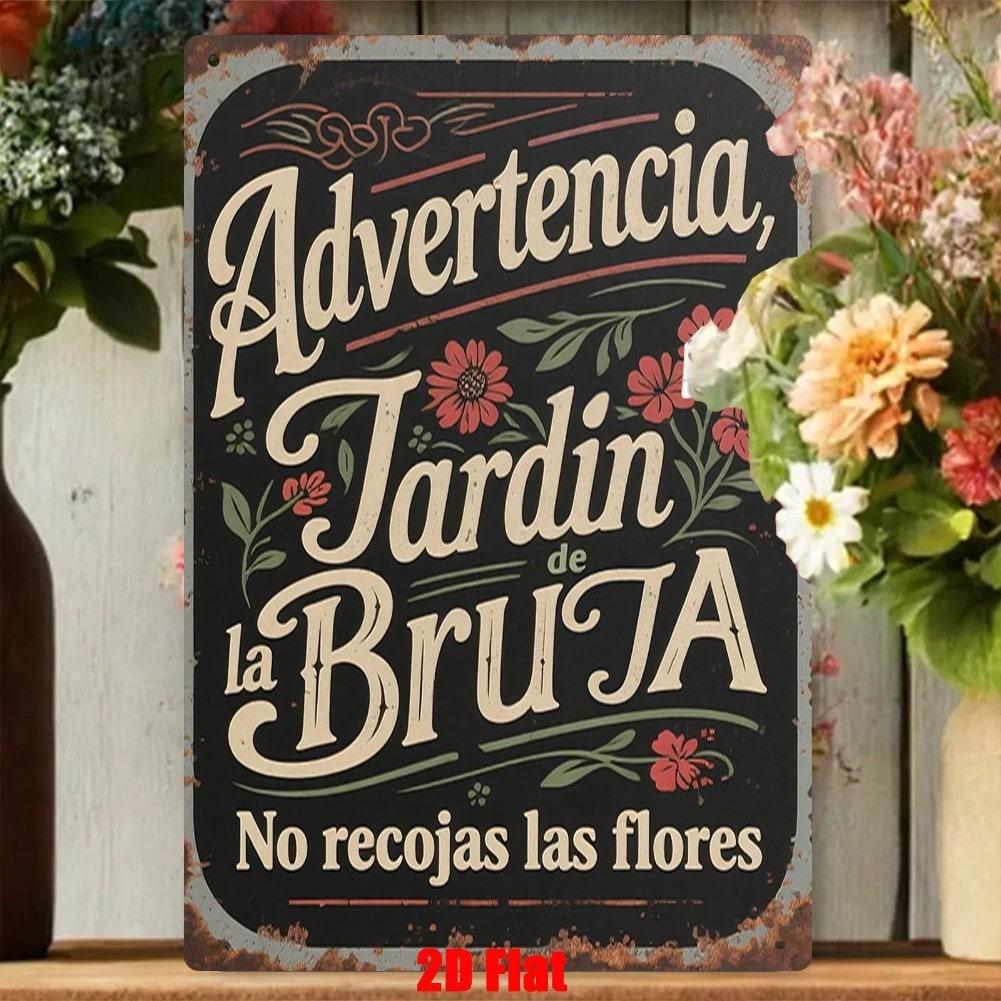 Vintage Spanish Witch Garden Metal Wall Art Floral Sign Perfect for Patio Living Room Balcony Decor Halloween Gift