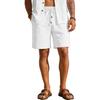 Men Shorts with Reinforced Pockets Elastic Waist Adjustable Drawstring Pure Color Loose Fit Outdoor Sport Shorts Casual