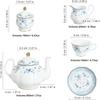 15 Piece e Porcelain Tea Set, British Floral Teapot with Tea Cups, Women Tea Party Set for 6