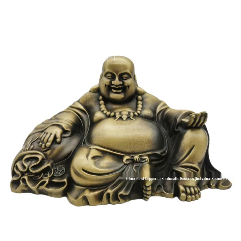 Antique Bronze Buddha and Guanyin Statue Collection - God of Wealth and Maitreya Buddha Ornaments