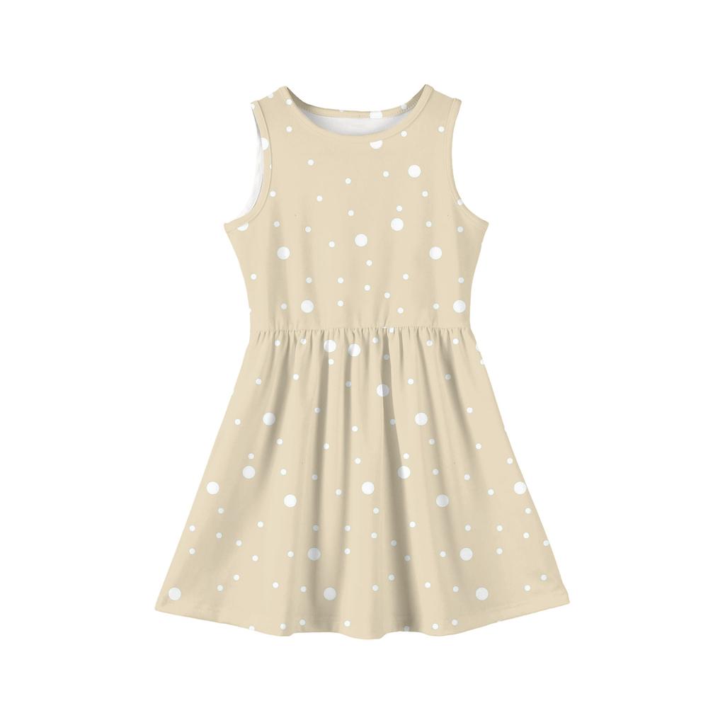 Vestido de princesa de verano para niñas - Vestido de corte A con chaleco y detalles de costura