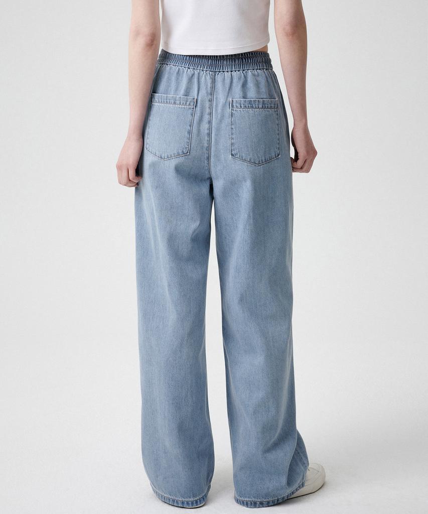 MUSINSA STANDARD WOMAN Women'S Lightweight Wide Elastic Denim Pants [Light Indigo]