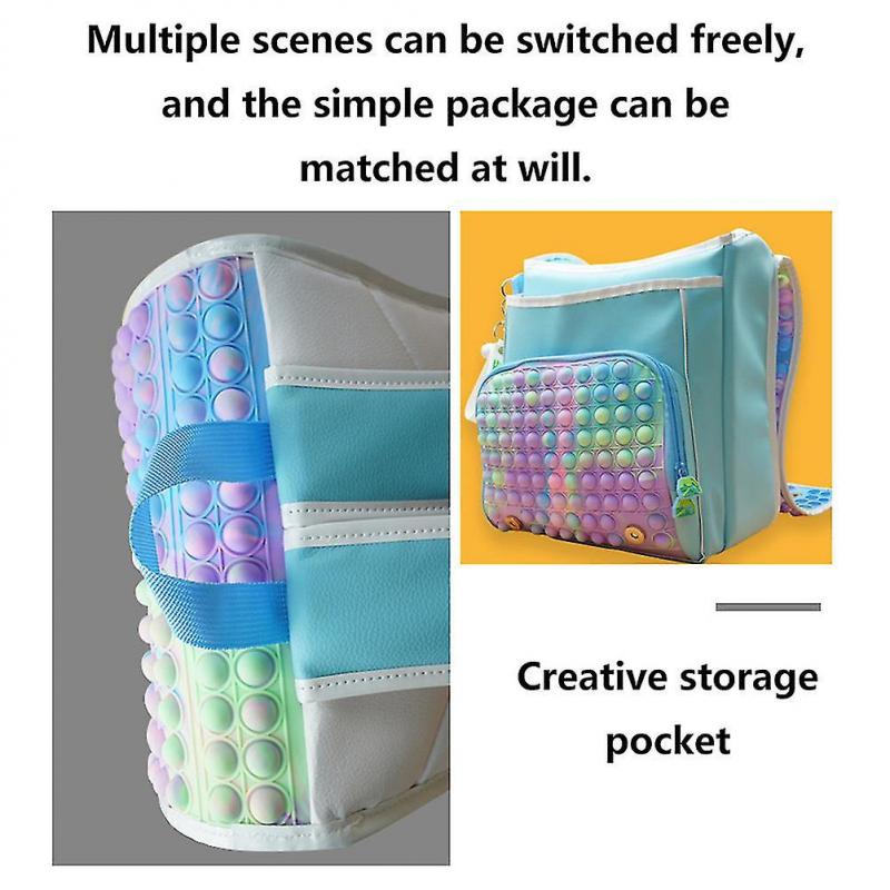 Kids' Rainbow Push Bubble Backpack – Adjustable, Waterproof, Large Capacity with Stress Relief Toy