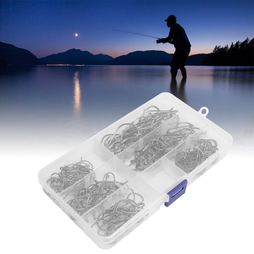 160PCS with Storage Box Fish Hook Set High Carbon Steel Fishing Hooks  Freshwater Fishing