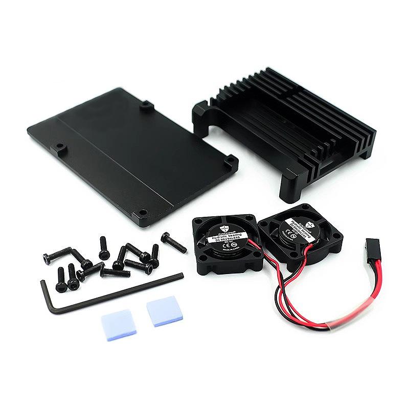Per Raspberry Pi 4 3 Modello B 3B Plus Custodia in Alluminio con Doppia Ventola di Raffreddamento Involucro Metallico per RPI Raspberry Pi 4 3 Modello