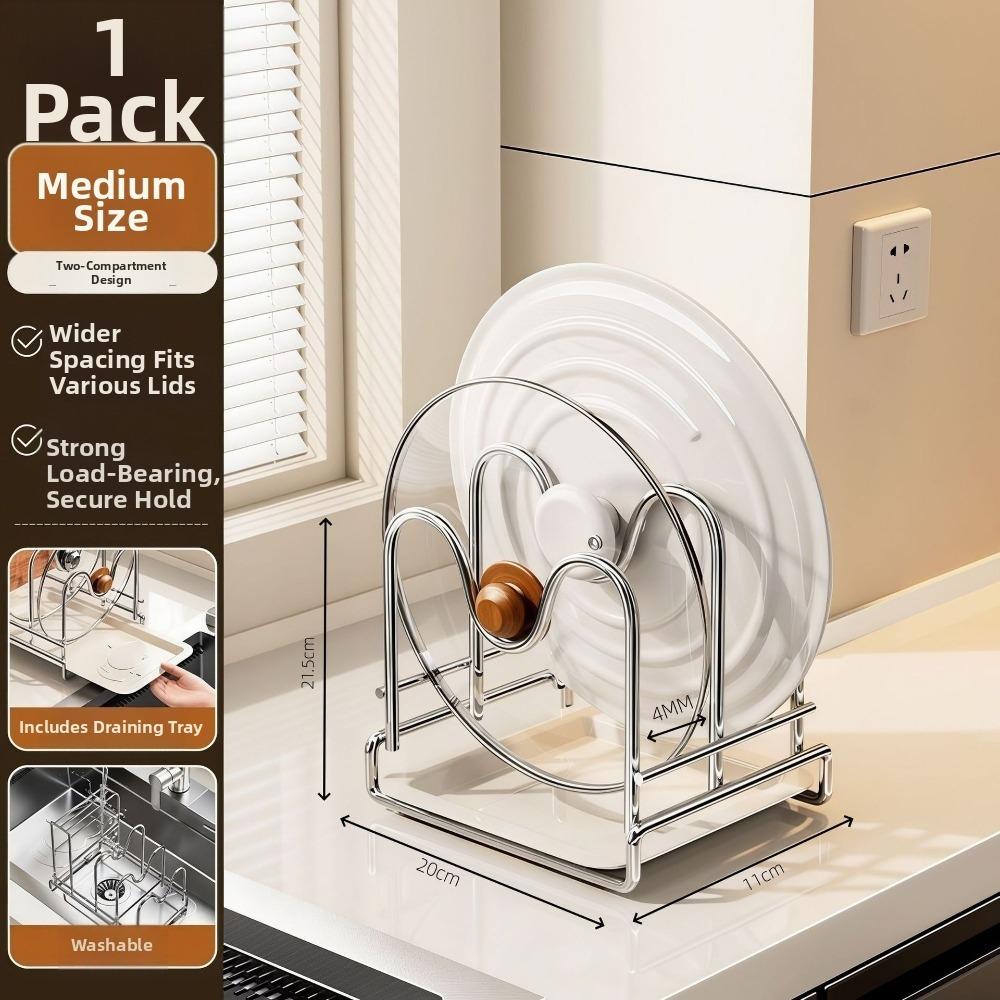 Stainless Steel Kitchen Storage Rack M-Shaped Slots Cutting Board Rack Kitchen Countertop