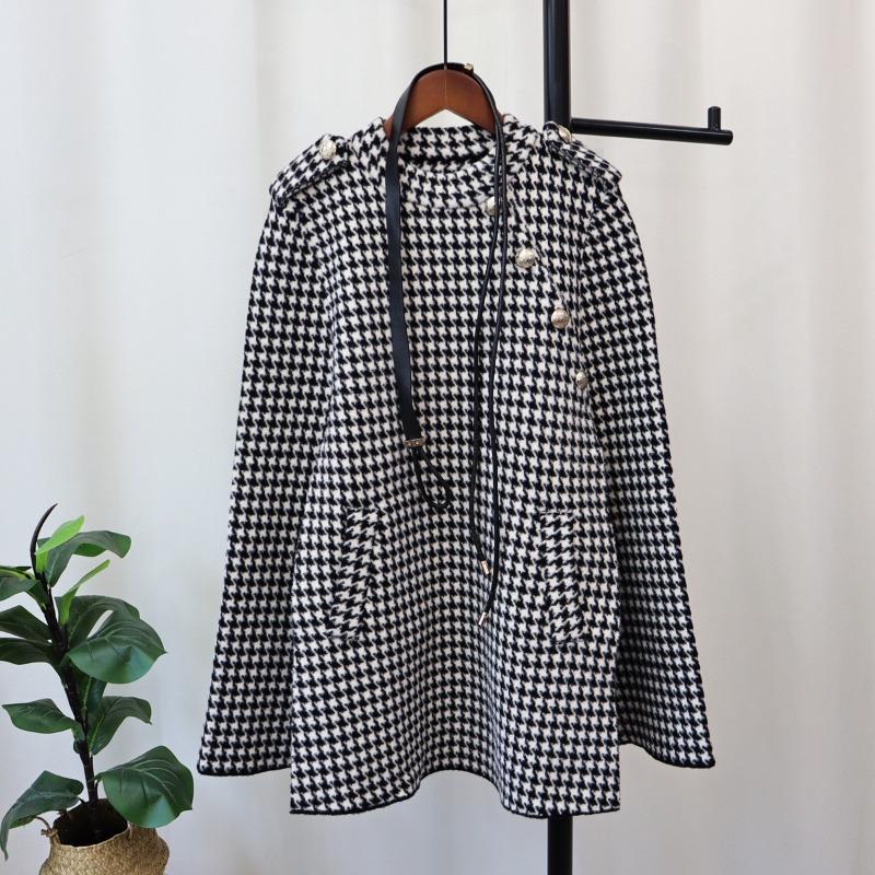 Autumn and Winter New Belt Qiandongge Knitted Double-sided Woolen Cape Coat Femininity High-end Sweater Jacket