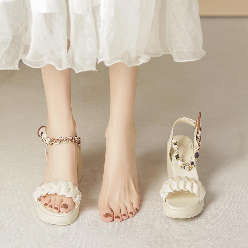 Sandals women's summer new temperament high heels temperament thick heel with sandals women