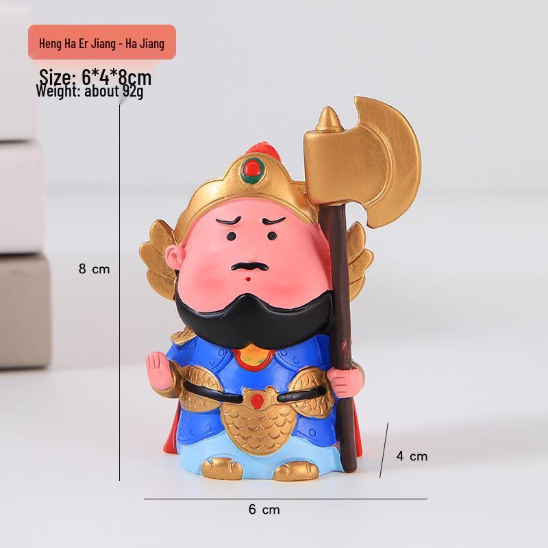 Heng Ha Door Gods Emotional Stability Desk Ornament - Cute Cartoon Figure Decoration