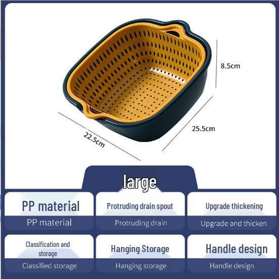 Double-Layer Drain Basket: Multifunctional Vegetable Washer & Fruit Storage Plate