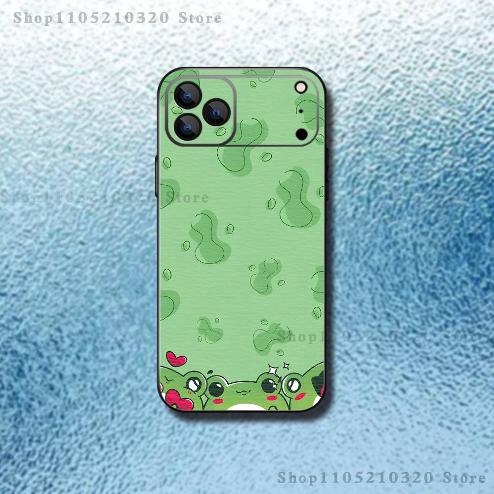 Frog Strawberry Cartoon Phone Case For iPhone 17,16,15,14,13,12,11,Pro Max,XSX,,XR,SE,Mini,8,7,Soft Silicone Black Cover