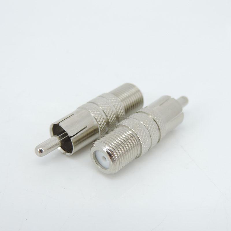 10pcs F Type male Female To RCA Male female jack plug Connector Silver RF Adapter Coax Coaxial Converter metal
