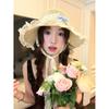 Chic Straw Beige Sun Hat With Beautiful Bow And Lace Edging Casual Wear Spring