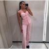 Elegant Solid Vest Pants Women Outfit Sexy Tube Single Breasted Pocket Tank Top Loose Zippers Trousers Summer Lady Outfit