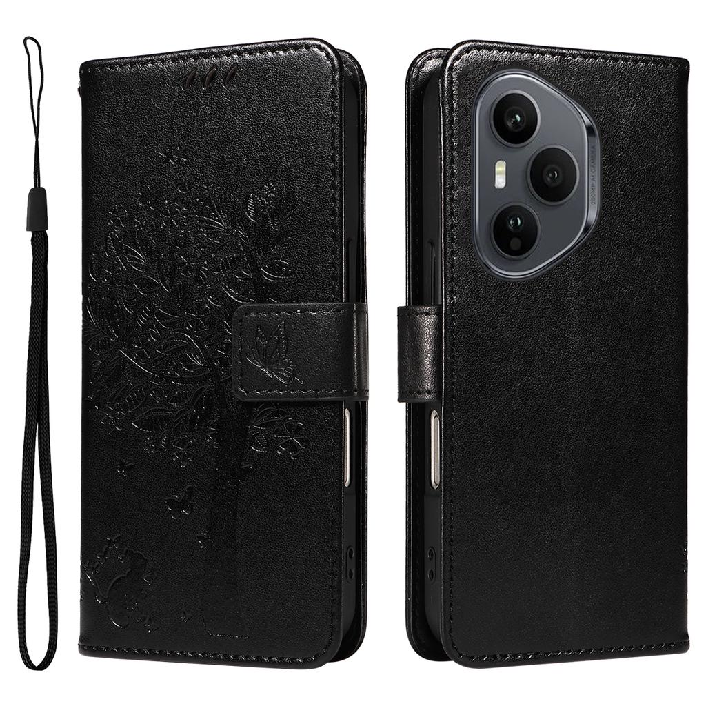 For Honor 400 Pro 5G (Global) Phone Case with Stand Cat Tree Pattern Leather Wallet Mobile Cover