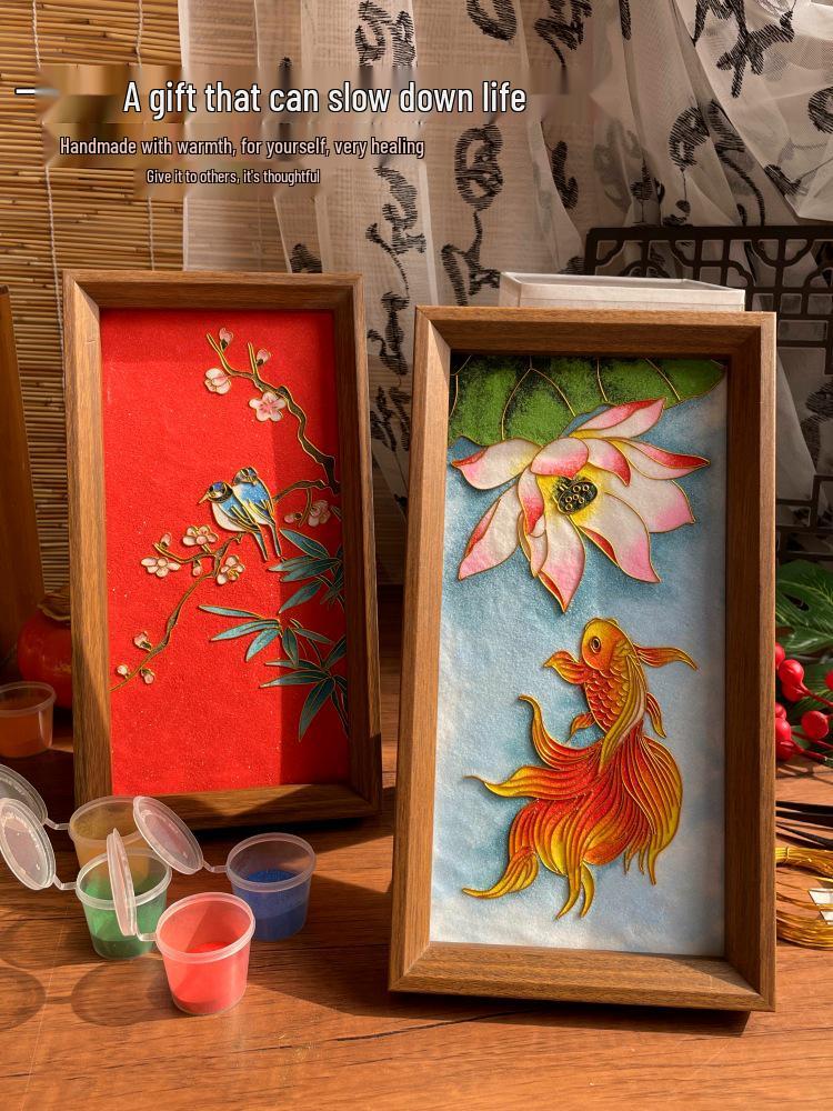DIY Cloisonné Enamel Kit: Jingtai Blue Intangible Heritage Painting