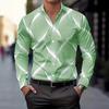 Men Casual Slim Fit Long Sleeve 3d Printed Striped Open Front Shirt