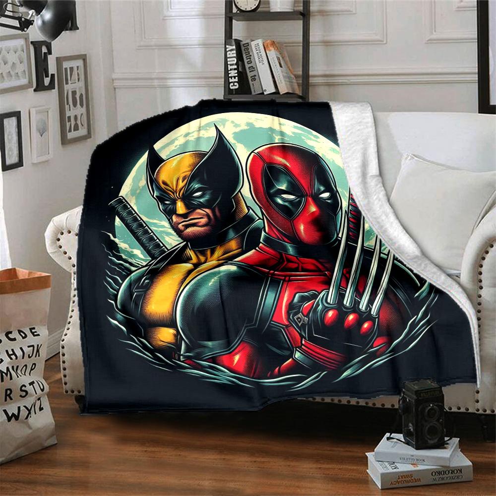 Marvel Heroes Moon Flannel Blanket Super Soft Warm Cozy Blanket For Sofa Bed Office Travel Allseason Home Decor Gift