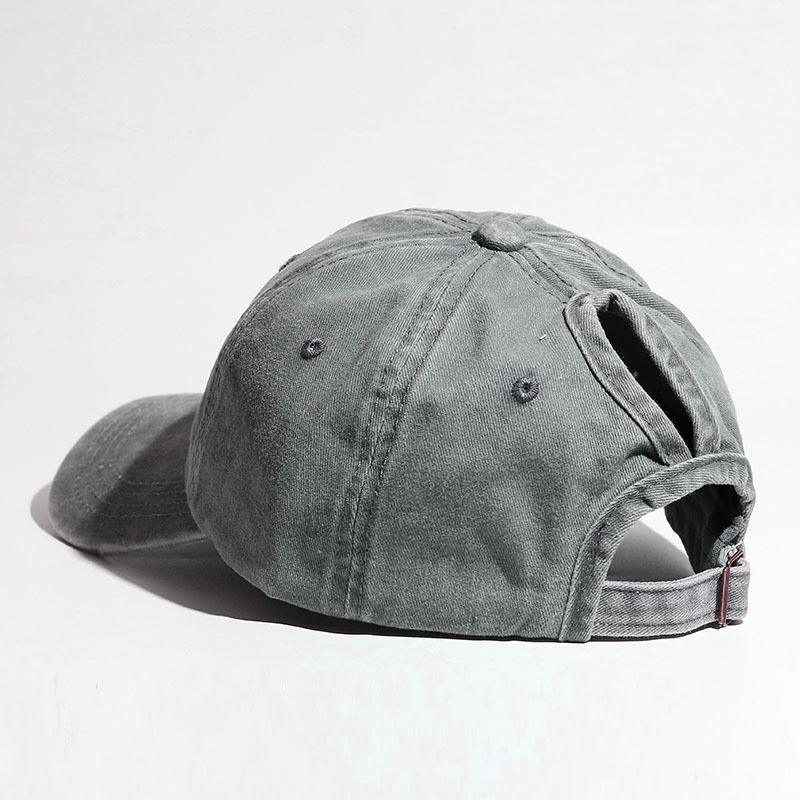 Solid color ponytail baseball cap with curved brim duckbill cap for spring and summer women's outdoor sports sun hat