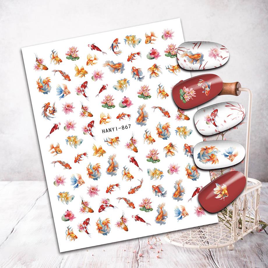 

Літні наклейки для нігтів з океаном: Морська раковина, Медуза, Морська черепаха, Восьминіг