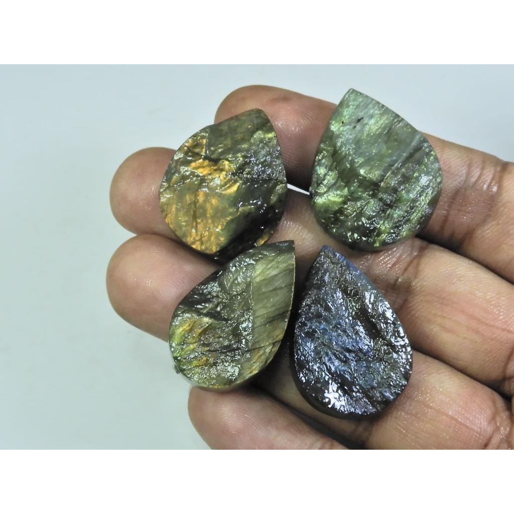 18X29-23X28MM Natural Multi Labradorite Durzy Cabochon Gemstone 4PCS Lot LL-922