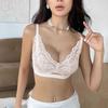 French Layering Lace Wireless Bra, Coquette Small Bust Push Up Anti-Sag Side Gathering Women Bra
