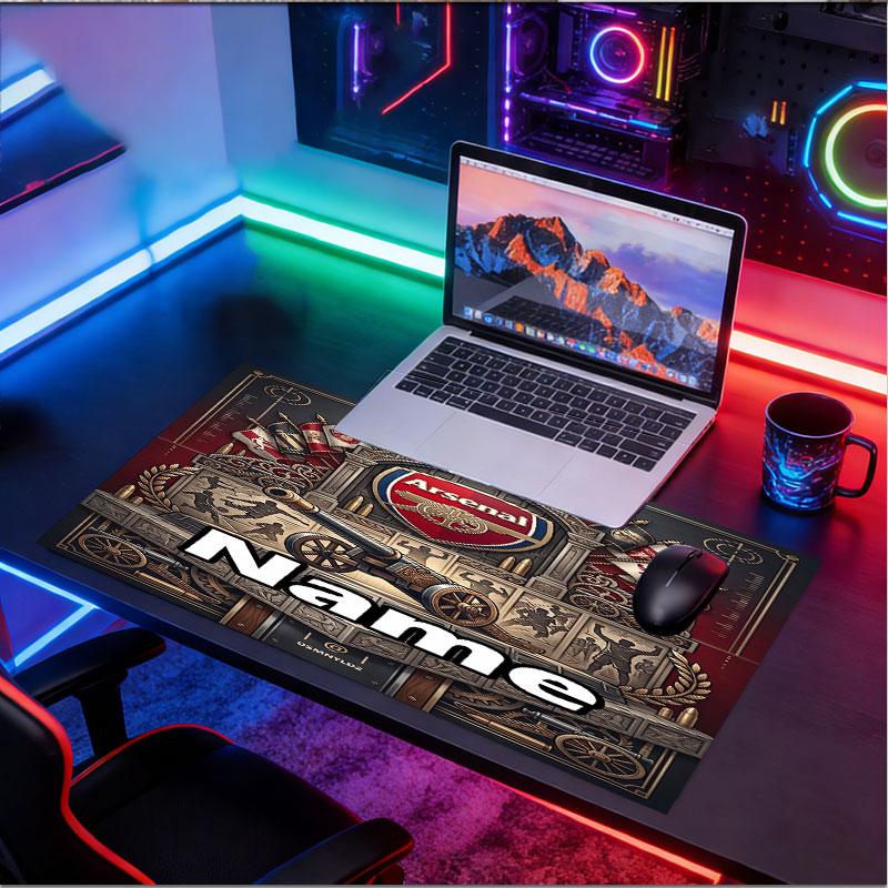 Custom Name Personalized Arsenal F.C Pattern Mousepad, Laptop PC Desk Mat, Decorative Desk Mat for Home Keyboard Pad Gift