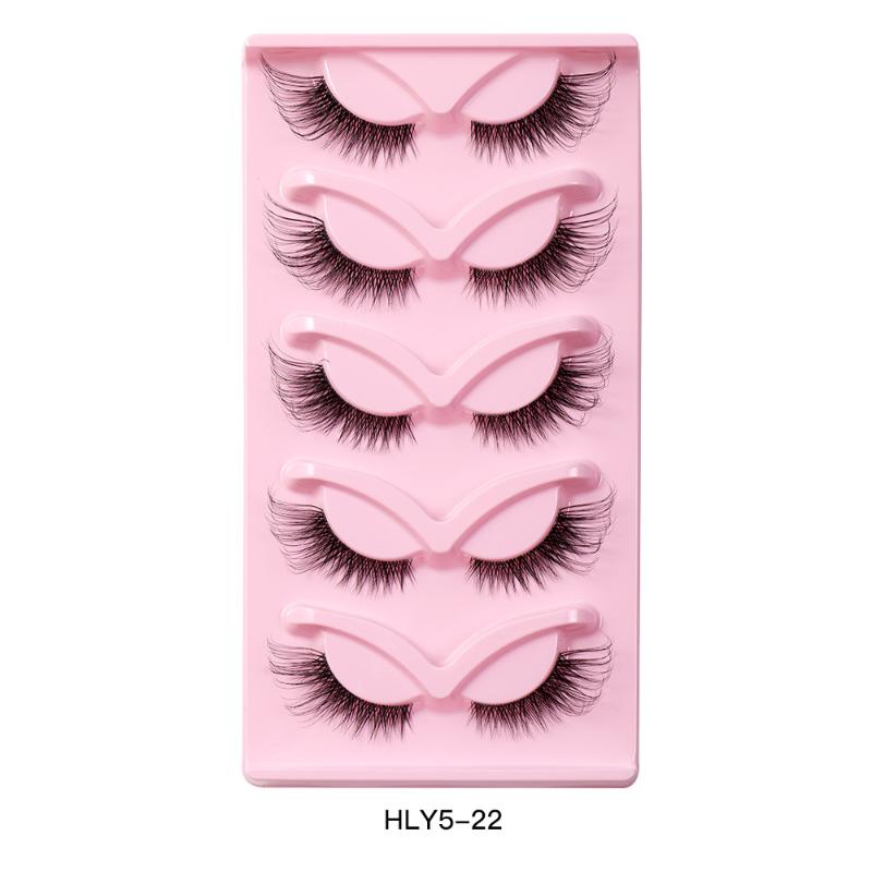 5 Pairs Fox Eye False Eyelashes Eye End Lengthening Long Curling Thick Fluffy All-Match Comfortable Fake False Eyelashes