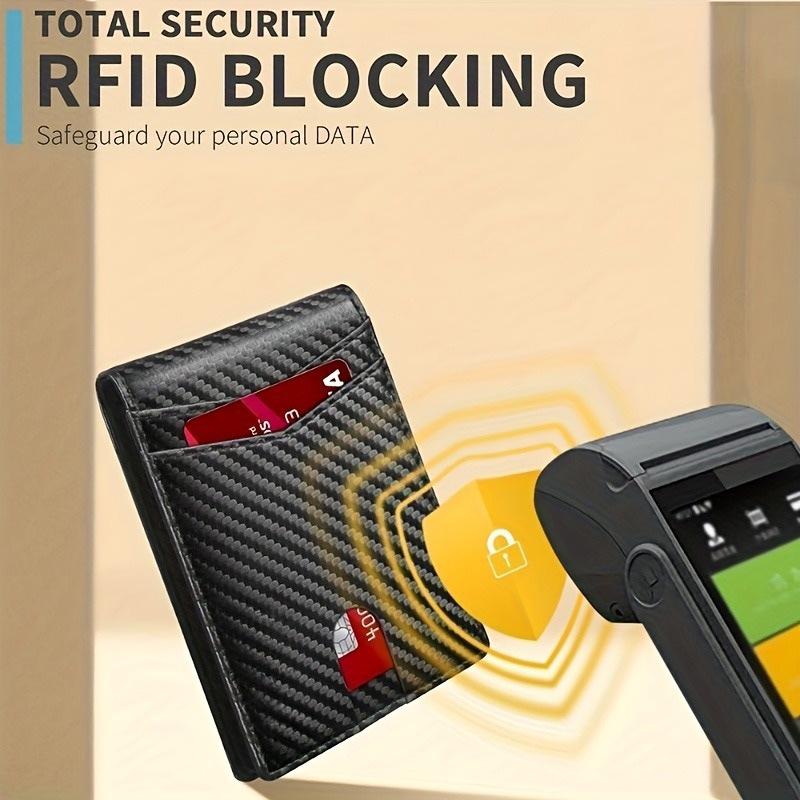 Men's Carbon Fiber RFID Bifold Wallet - Ultra-thin, Large Capacity, Multi-functional, Ideal for Travel.