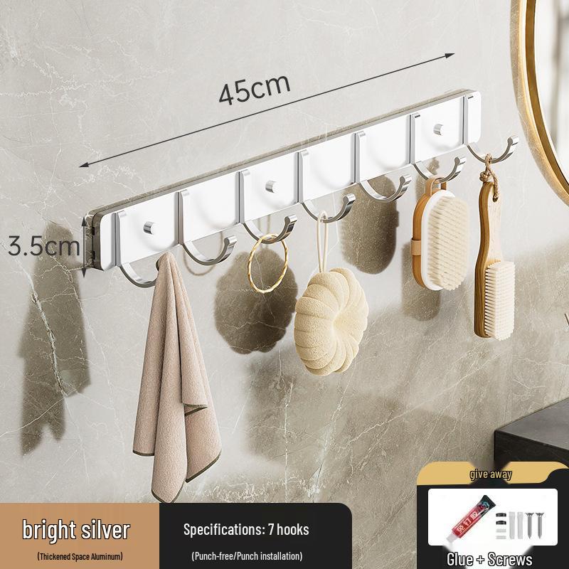Punch-Free Space Aluminum Wall-Mounted Coat and Hat Hook Hanger for Bathroom