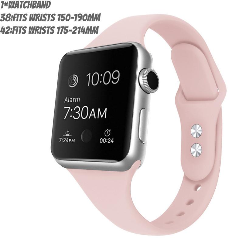Apple Watch Band Slim Waist Silicone Strap Double Buckle Lightweight Fitness