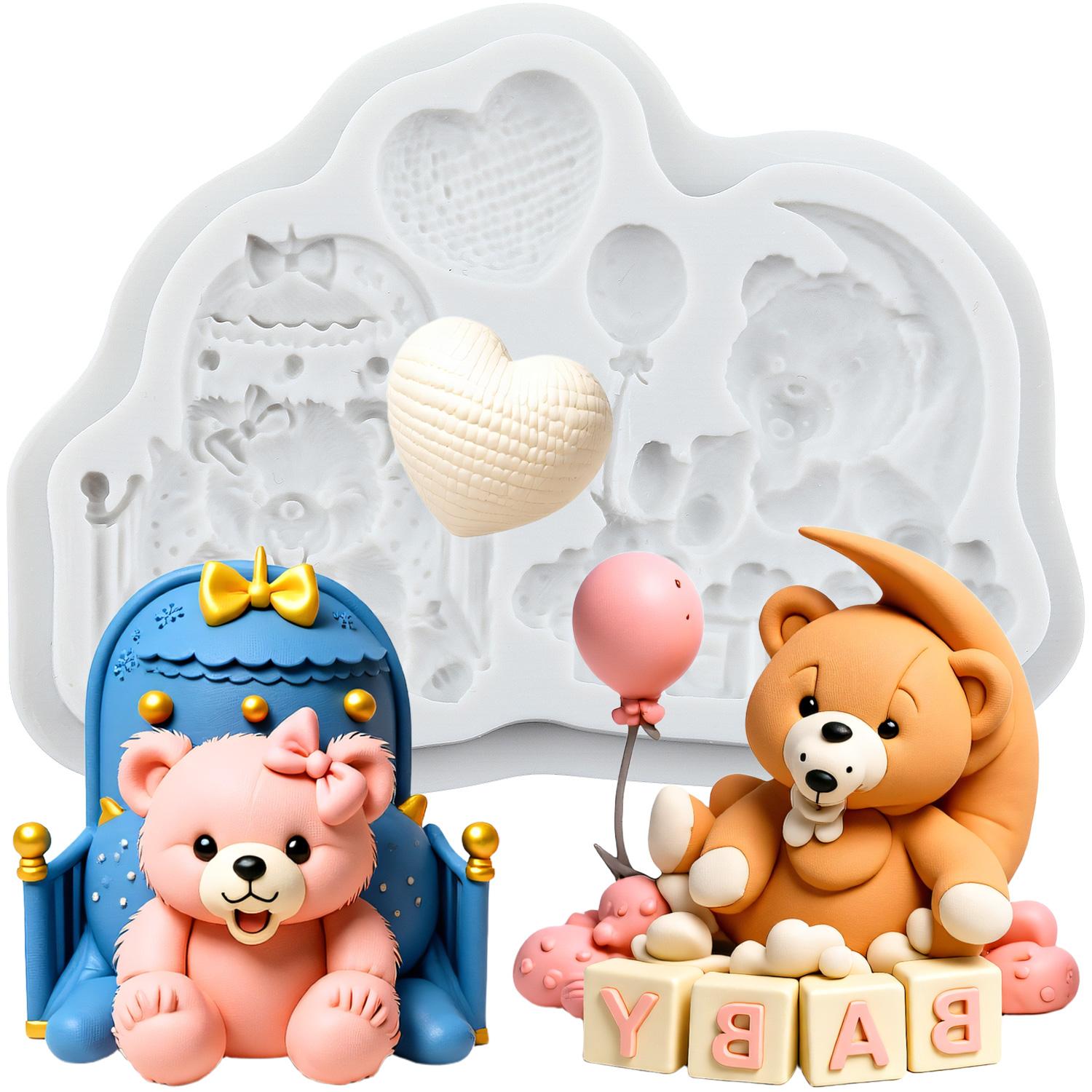 

Силиконовая форма для дня рождения ребенка, формы для мастики в виде плюшевого мишки, инструменты для украшения торта, топпер для кекса, форма для конфет из смолы, глины, шоколада, гампасты серый