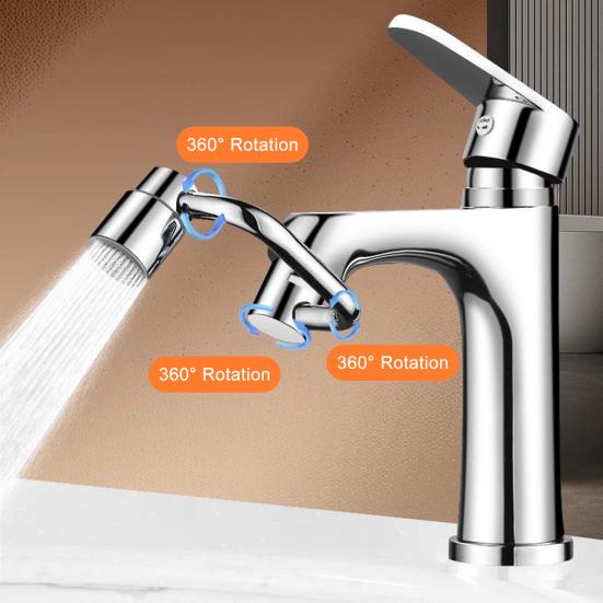 1/2Pcs Faucet Mechanical Arm with Gentle Face Wash Dual Water Jet Mode Rotable Bubbler Extension Rod Faucet Attachment
