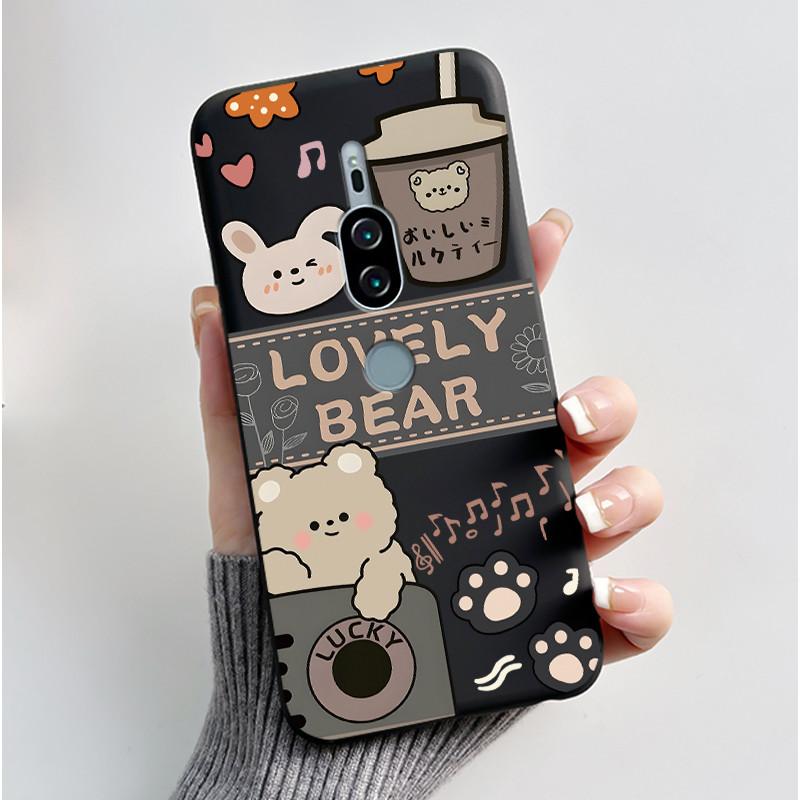 Per Sony Xperia XZ2 Premium SOV38 H8166 H8116 Custodia per Telefono Estetica Moda Gatto Carino Cartone Animato Nero Tocco Morbido Posteriore Cover in Silicone