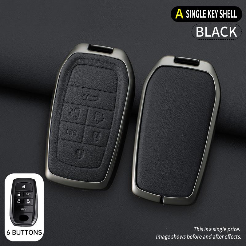 

Retro Leather Zinc Alloy For Toyota Sienna 2 3 4 5 6 Button Smart Remote Car Key Case Cover Fob Keychain Ring Accessories