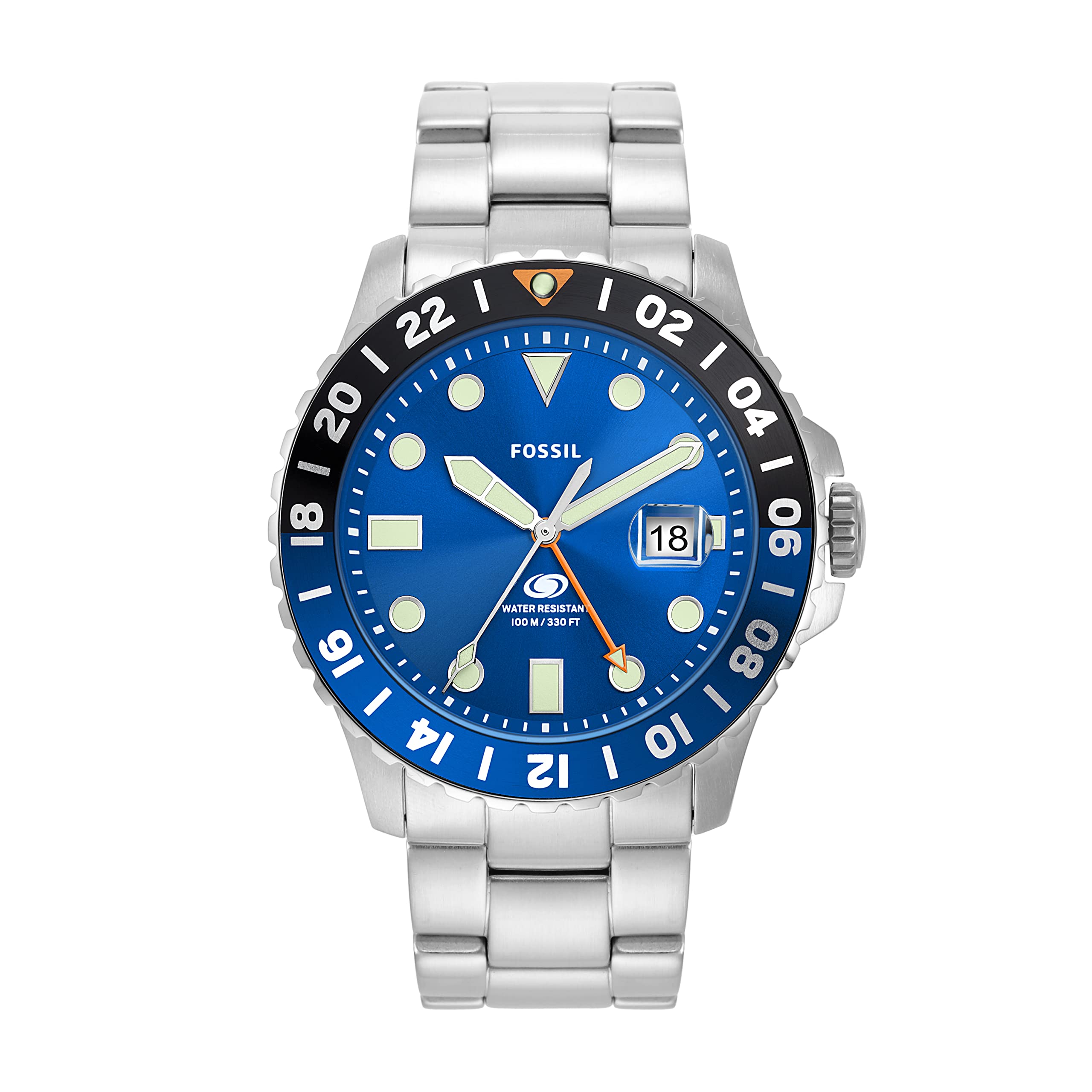 FOSSIL BLUE GMT Stainless Steel Watch