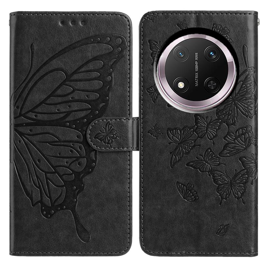 Wallet Stand Case for Honor X9c 5G/X60 Pro 5G/Magic7 Lite 5G Butterfly Imprinted PU Leather Flip Phone Cover with Strap
