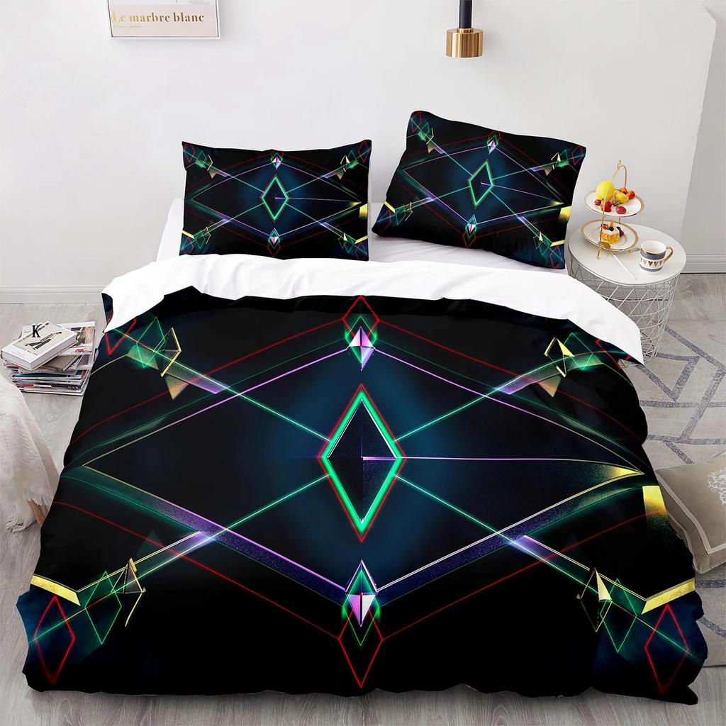 Geometry King Queen Duvet Cover Colorful Pattern Bedding Set For Kids Teens Boys Adult Abstract Art 2/3Pcs Polyester Quilt Cover