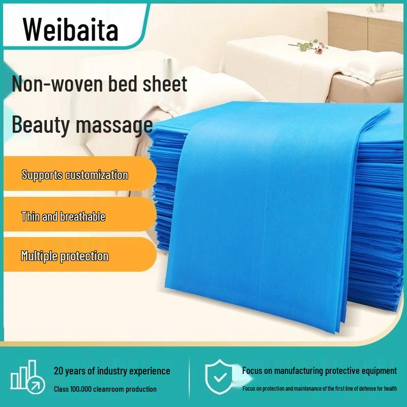 Weibaida Disposable Non-woven Fitted Bed Sheet with Face Hole 80x200cm