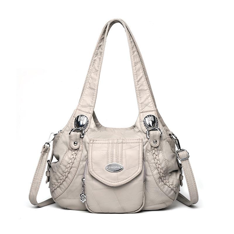Women's Soft Leather Shoulder Bag Large Capacity Tote Bag Middle-aged Mother Crossbody Bag