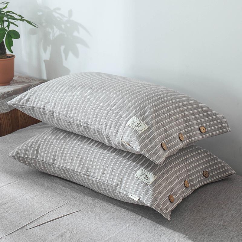 Zestaw 2 poszewek na poduszkę pojedynczą z czystej bawełny i lnu z wewnętrznym wkładem w całości bawełnianym, 48cm x 74cm