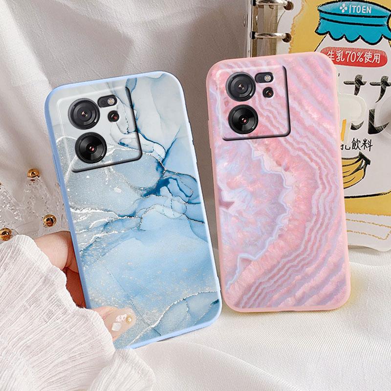 For Xiaomi 13T Pro Pink Gold Marble Art Fashion Phone Case Soft Silicone Funda Cover For Xiaomi 12T 11T 10T 12 Lite Coque Bumper
