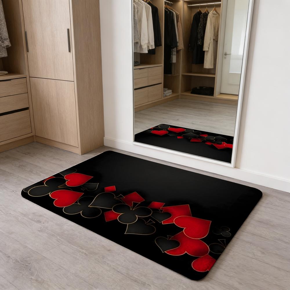 Fashion Spade Floor Mat Washable Absorbent Flannel Door Mat Non-Slip Indoor Floor Carpet