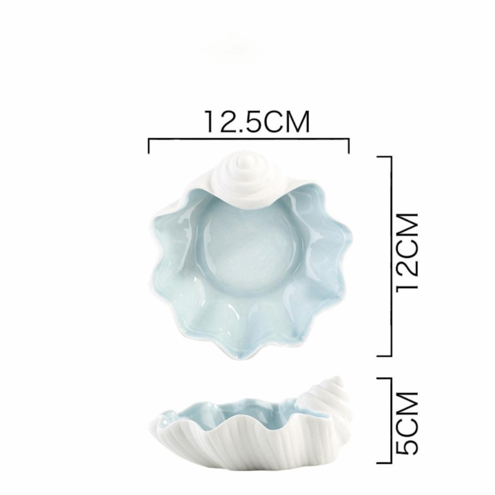 Decorative Tray Coastal Ceramic Trinket Dish Starfish Conch Conch Storage Plate Craft Ornament Jewelry Key Organizer