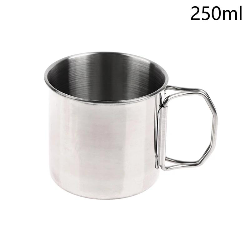 1Pc Stainless Steel Folding Handle Cup Portable Carabiner Cup Outdoor Camping Cups for Home Travel Camping Accessories