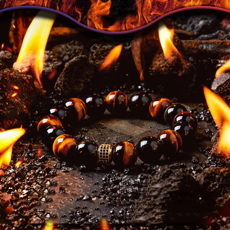 5A Real Natural Red Tiger Eye Beads Stone Bracelet Men Women Zircon Accessories Handmade Jewelry Gift for Girlfriend Wholesale